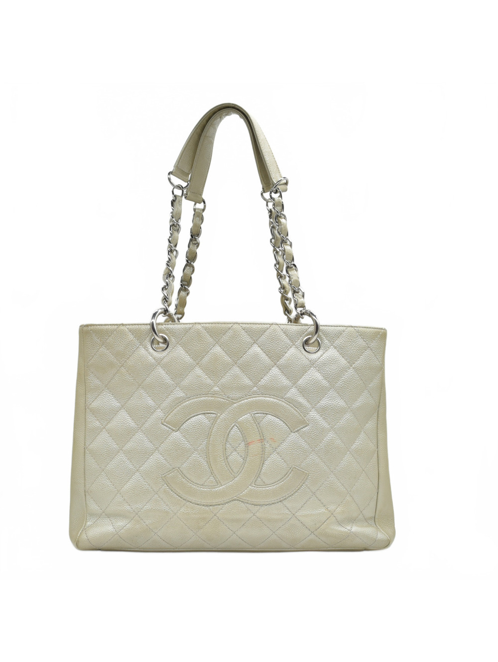 $2900 2006 Chanel Caviar Grand Shopping Tote GST Light Gold